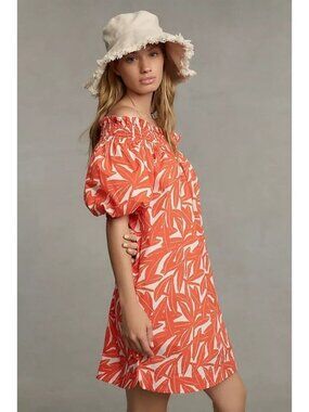 WHIT TWO Womens Medium Banana Leaf Off-The-Shoulder Tunic Dress Vacation